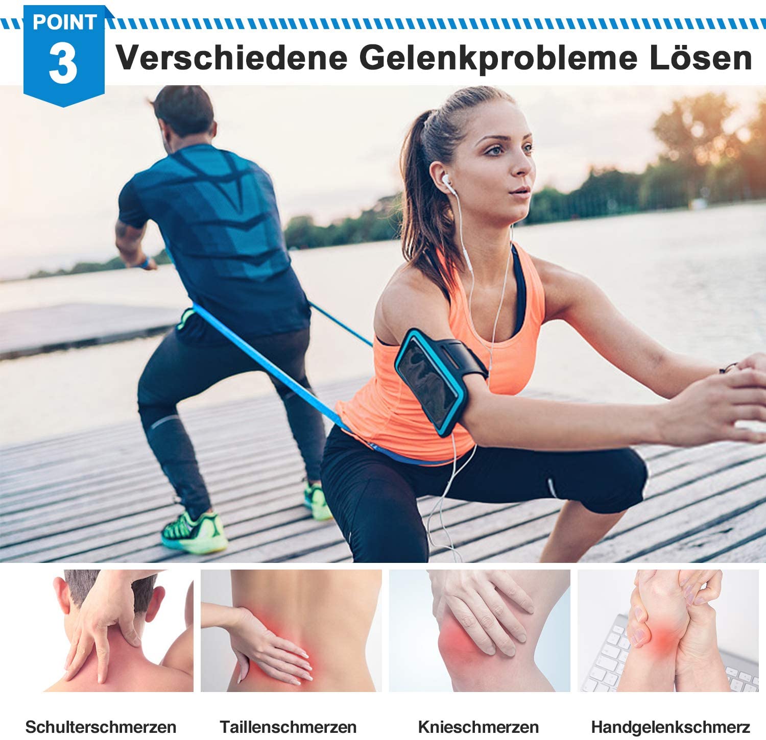 Elastic Fitness Bands 3Pcs Res - Pilates Yoga Bar ulasan dan harga