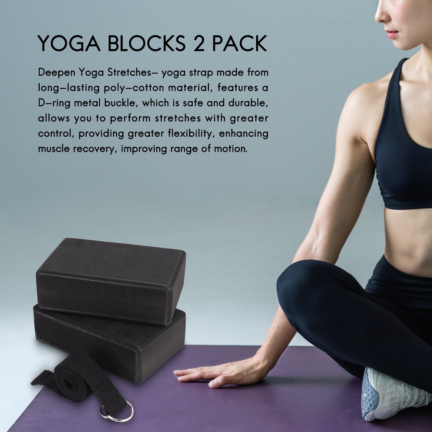 HOES-Yoga Block And Yoga Strap - Pilates Yoga Tone ulasan dan harga