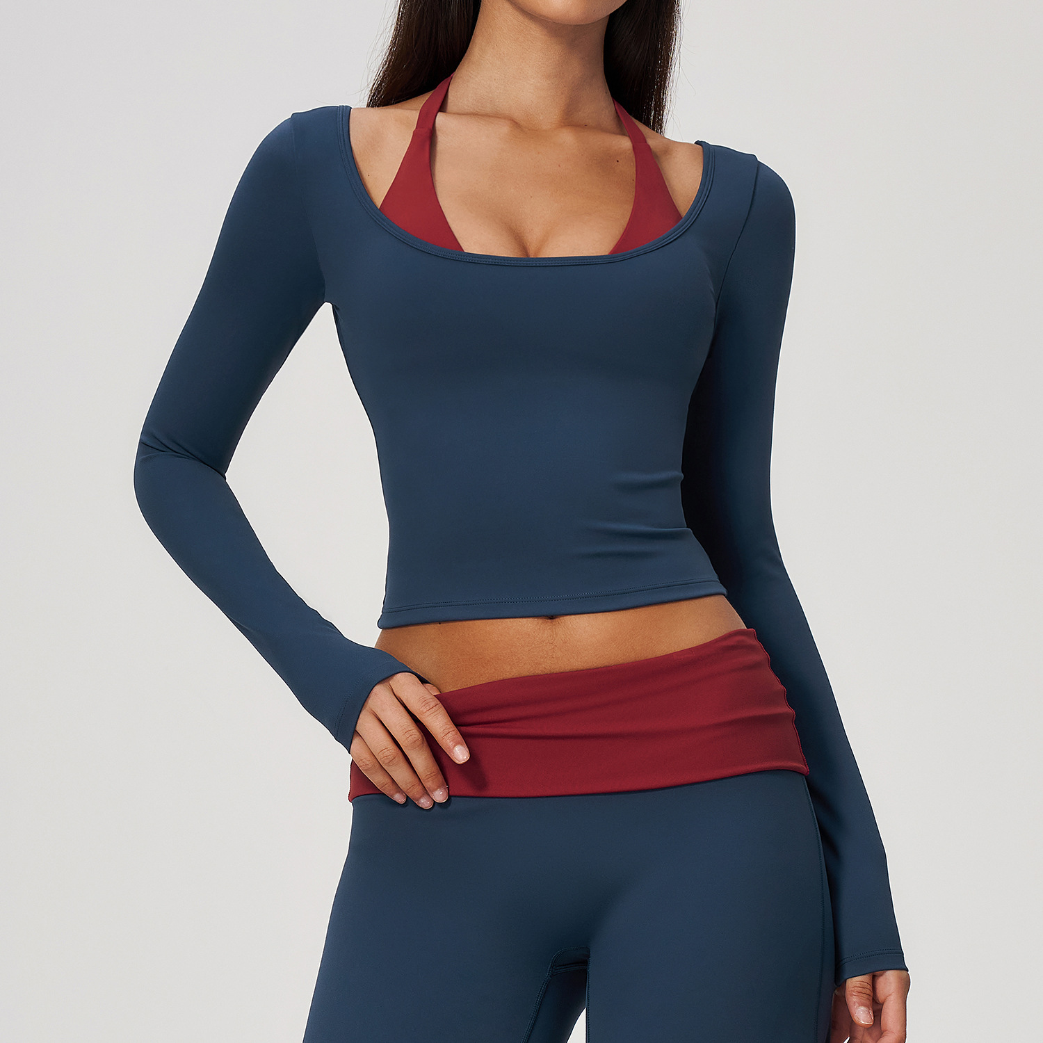2-in-1 Fake Two Piece Halter Y - Yoga Strap Cotton ulasan dan harga