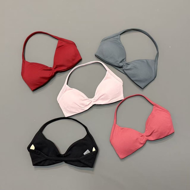 Women Halter Sports Bra V-Neck - Yoga Strap Cotton ulasan dan harga