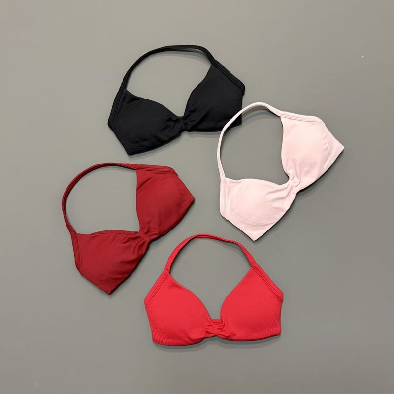 Women Halter Sports Bra V-Neck - Yoga Strap Cotton ulasan dan harga