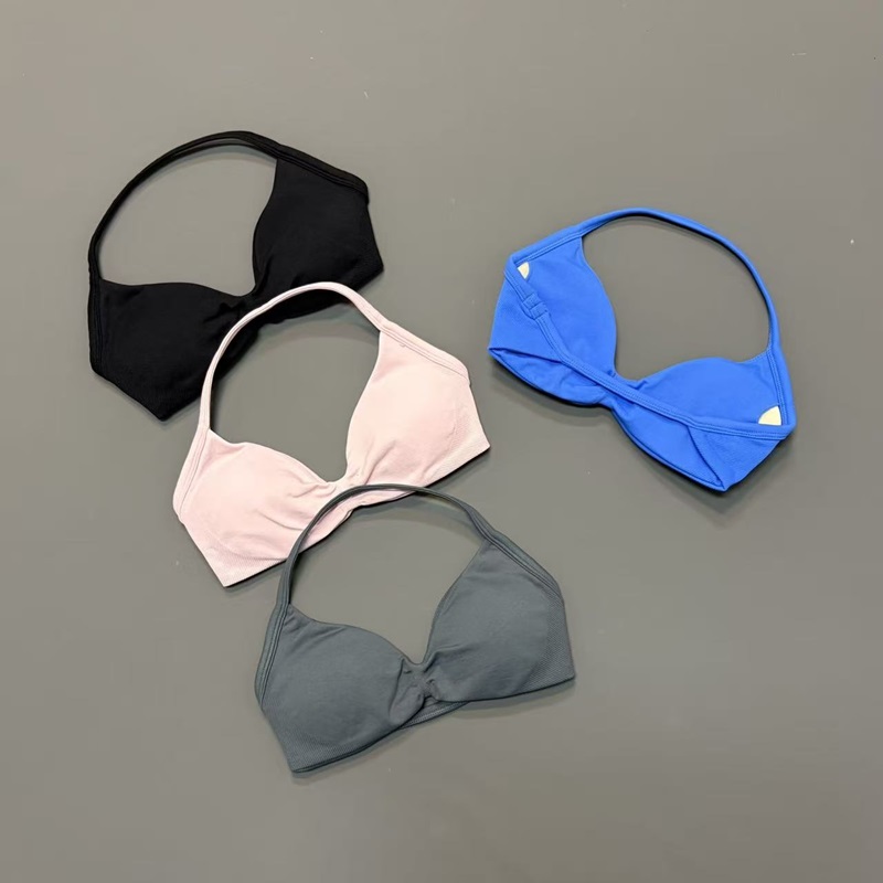 Women Halter Sports Bra V-Neck - Yoga Strap Cotton ulasan dan harga